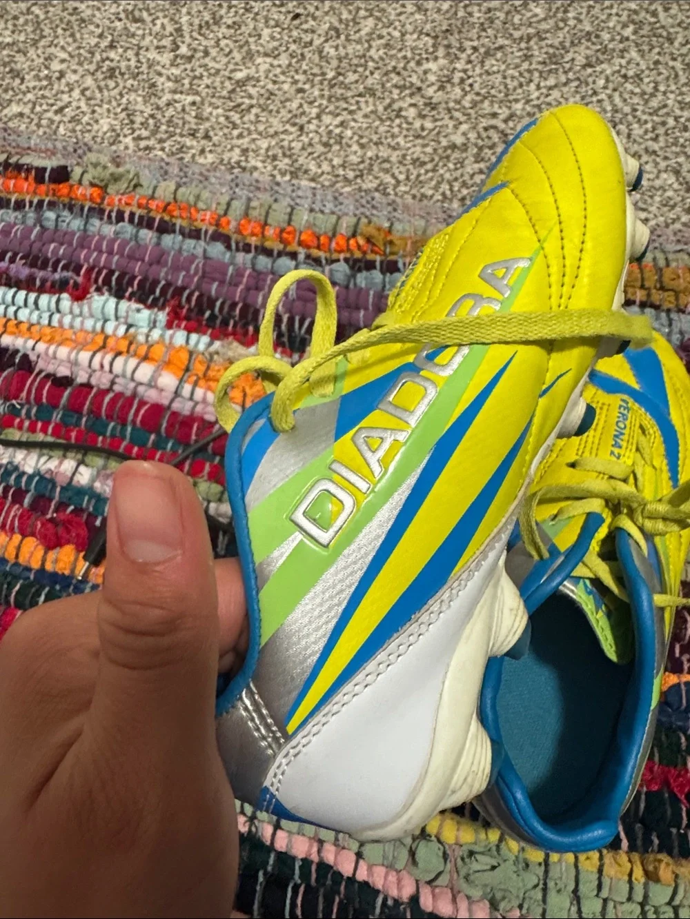 Diadora Kids Yellow and Blue Soccer Cleats